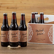 Personalized Beer Bottle Labels & Carrier - Rustic Chic Wedding - 16849