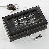 Leather 12-Slot Engraved Accessory Box - You're My World - 16857