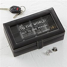 Leather 12-Slot Engraved Accessory Box - Youre My World - 16857
