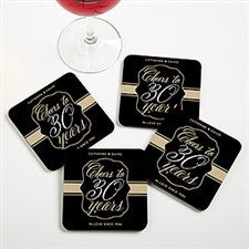 Personalized Anniversary Coaster Favors - Cheers To Then & Now - 16905