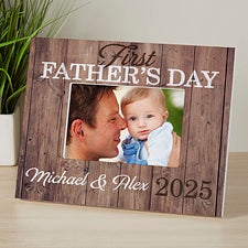 Personalized Rustic Picture Frame - First Fathers Day - 16917