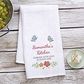 Personalized Waffle Weave Kitchen Towels - Precious Moments Floral - 16927