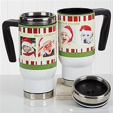 Personalized Christmas Photo Commuter Travel Mug - Christmas Photo Message - 16976