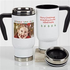 Personalized Christmas Photo Commuter Travel Mug - Christmas Photo Wishes - 16977