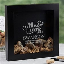 Personalized Wedding Wine Cork Shadow Box - The Happy Couple - 17024