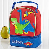 Embroidered Kids Dinosaur Lunch Bag By Stephen Joseph - Red Dino - 17029