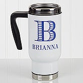 Personalized Striped Monogram Commuter Travel Mug - 17045