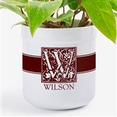 Personalized Outdoor Flower Pot - Floral Monogram - 17064