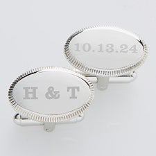 Engraved Wedding Silver Cufflinks - Wedding Date - 17209