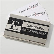 Black & Silver Personalized Business Card Case - 17254
