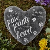 Personalized Pet Memorial Heart Garden Stone - Paw Prints On My Heart - 17273