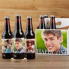 Personalized Photo Beer Bottle Labels  Beer Carrier - Happy Birthday - 17298