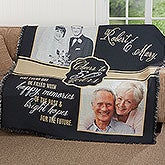 Personalized Anniversary Photo Throw Blanket - Then & Now - 17377