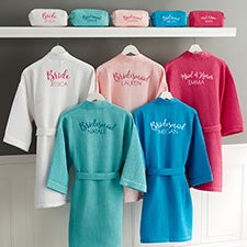 Embroidered Bridesmaid Robe And Makeup Bags - Bridal Party - 17394