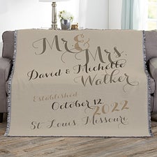 Personalized Wedding Anniversary Blankets - Mr. & Mrs. - 17424
