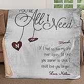 Personalized Romantic Premium Sherpa Blanket - You're All I Need - 17426