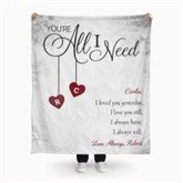 Personalized Romantic Couple Blanket - You're All I Need - 17427