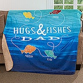 Personalized Premium Sherpa Blanket - Hugs & Fishes - 17435