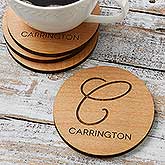 Wood Coasters - Custom Engraved Initial & Name - 17438
