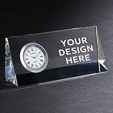 Business Logo Personalized Crystal Desk Clock - 17448