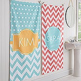 Personalized Chevron Bath Towel - Preppy Chic - 17453