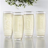 Personalized Wedding Party Stemless Champagne Flute - Bridal Brigade - 17467