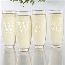 Personalized Stemless Champagne Flutes - Initial Impressions - 17471