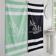 Personalized Mr and Mrs Bath Towels - Wedded Pair - 17475