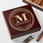 Personalized Cherry Wood Cigar Humidor 20 Count - Gentleman's Seal - 17535