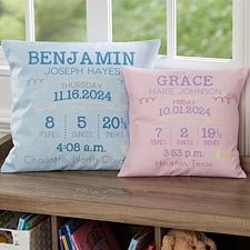 Personalized Birth Announcement Pillows - 17550