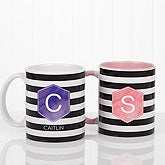 Personalized Ladies Watercolor Coffee Mugs - Modern Stripe - 17561