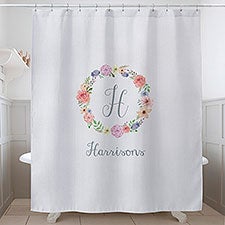 Personalized Shower Curtain - Floral Wreath - 17589