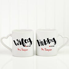 Personalized Married Couple Coffee Mug Set - Wifey And Hubby - 17676