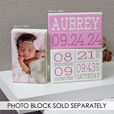 Personalized Baby Nursery Rectangle Shelf Blocks - Birth Announcement - 17858