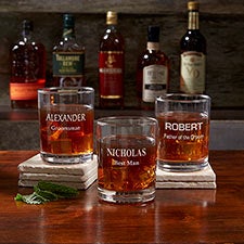 Personalized Groomsmen Whiskey Glass - 17864