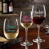 Personalized Colored Vinyl Wine Glass Collection - Bridal Party - 17865