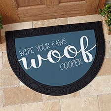 Personalized Half Round Doormat - Woof & Meow - 17867