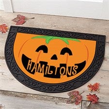 Personalized Halloween Half Round Doormat - Pumpkin - 17870