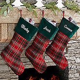 Personalized Holiday Plaid Christmas Stocking - 17895