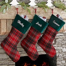 Personalized Holiday Plaid Christmas Stocking - 17895
