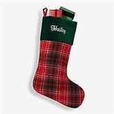 Personalized Holiday Plaid Christmas Stocking - 17895