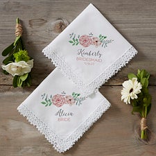 Personalized Wedding Handkerchief - Blooming Bridal Party - 17914
