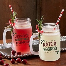 Personalized Frosted Mason Jars - Eat, Drink & Be Merry - 17934