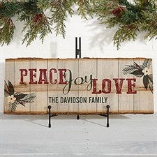 Peace Joy Love Personalized Wood Plank Sign - 17969