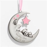 Baby Girl First Christmas Ornament - Personalized Moon - 17985