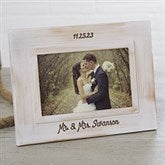 Engraved Whitewashed Wedding Picture Frame - 18024