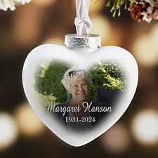 Memorial Photo Ornaments - Personalized Deluxe Heart - 18068