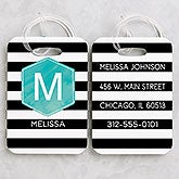 Personalized Luggage Tag Set - Modern Stripe - 18093