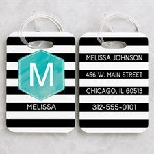 Personalized Luggage Tag Set - Modern Stripe - 18093