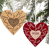 Personalized Family Ornament - 2-Sided Wooden Heart - 18143